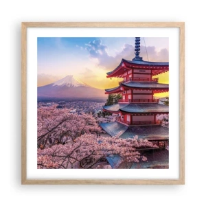 Plakat i ramme af lyst egetræ - Essensen af ​​den japanske ånd - 50x50 cm