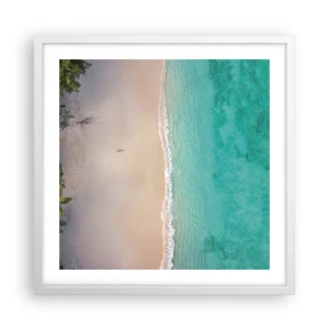 Plakat i hvid ramme - Paradis strand - 50x50 cm