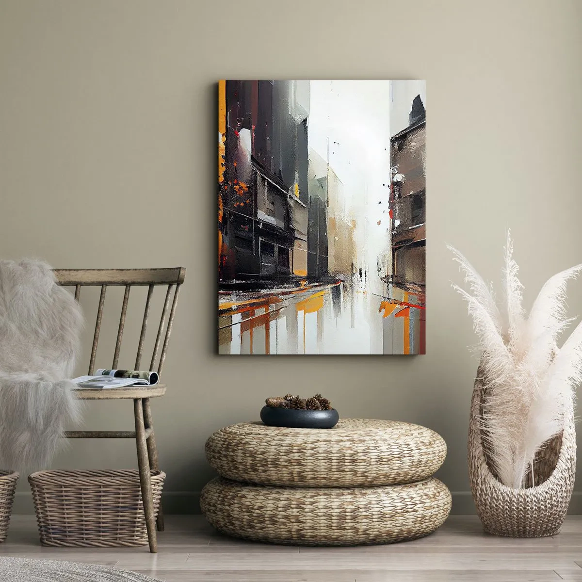 Lærredstryk - Billede på lærred - Regnfuld dag - 45x80 cm