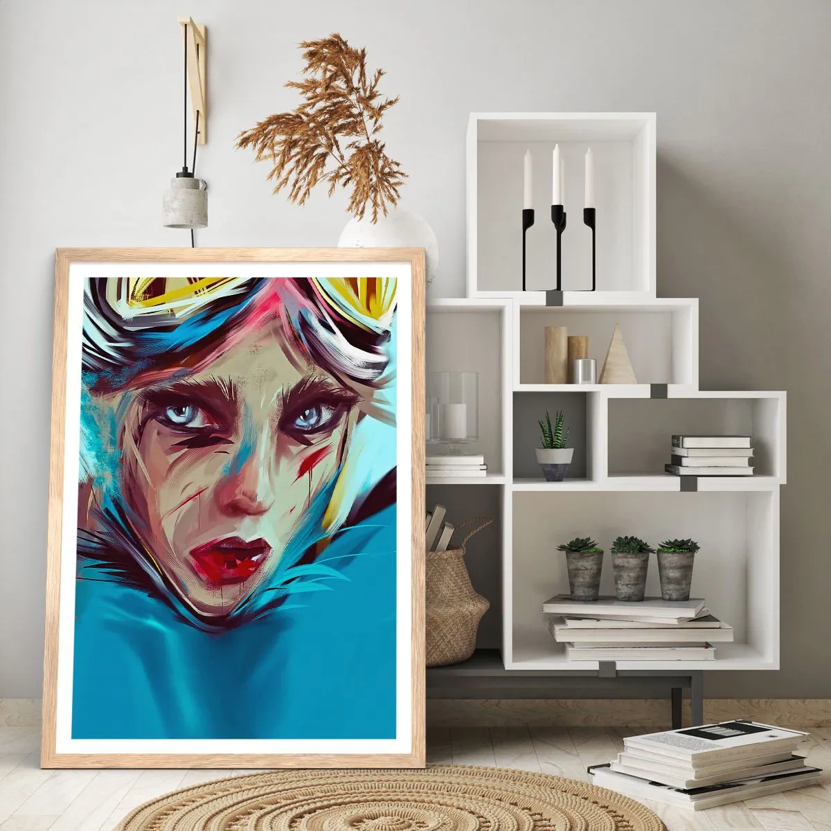 Plakat i ramme af lyst egetræ - Vejkriger - 61x91 cm