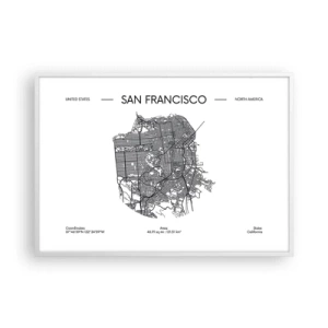 Plakat i hvid ramme - San Franciscos anatomi - 100x70 cm