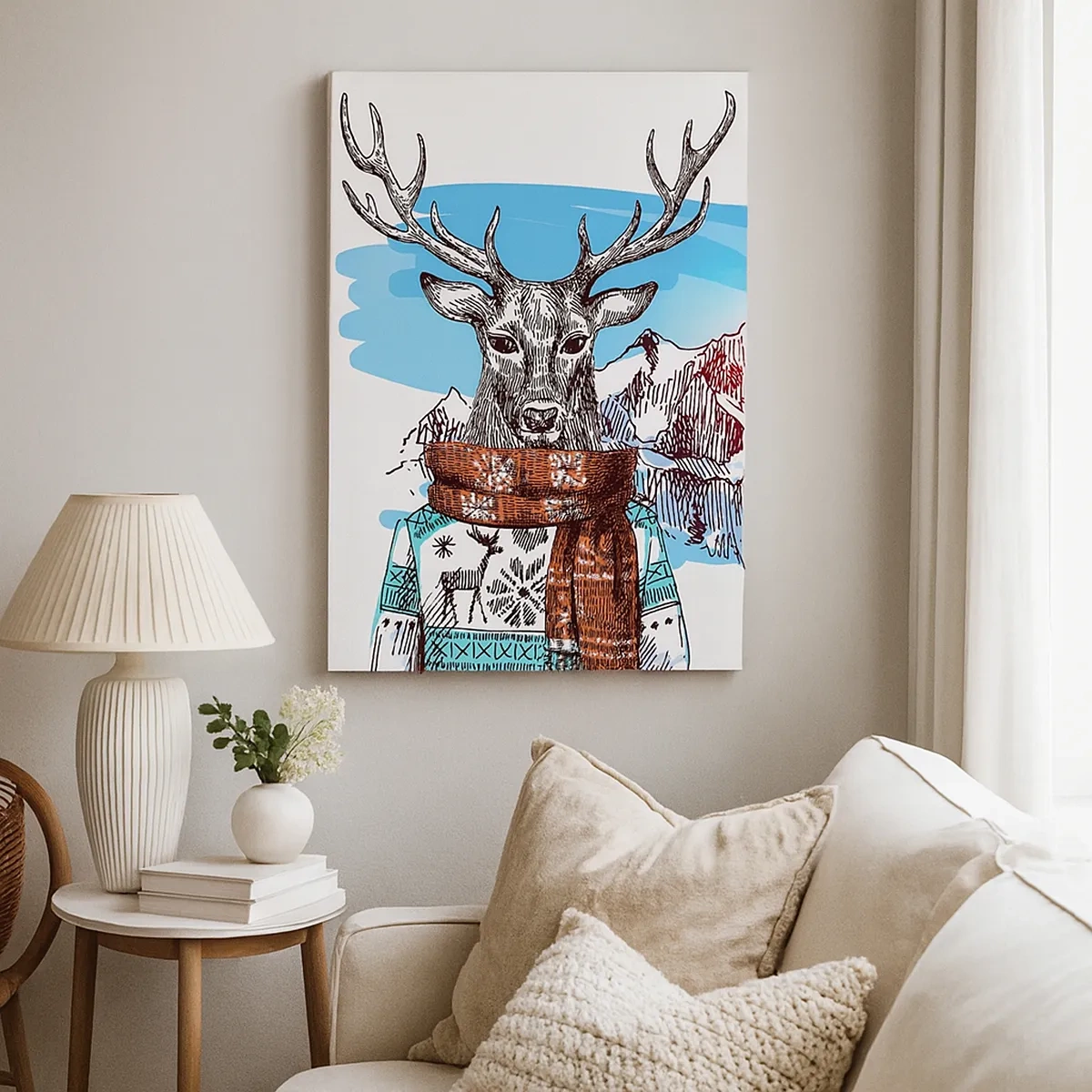 Lærredstryk - Billede på lærred - Selv et rådyr fryser ikke - 50x70 cm