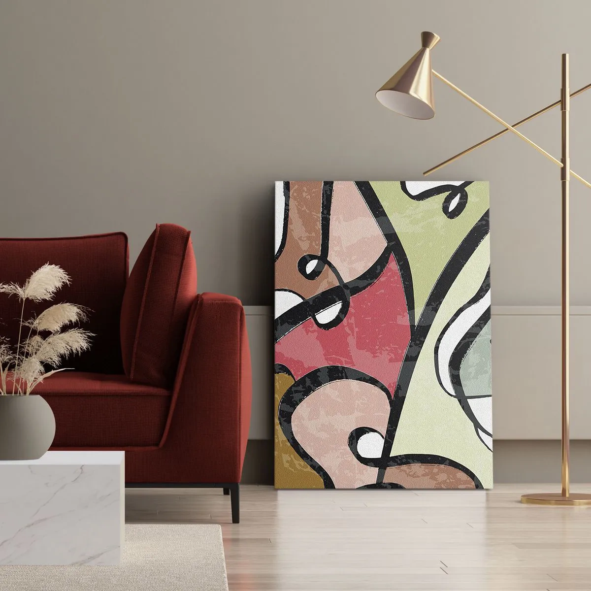 Lærredstryk - Billede på lærred - Pirouetter blandt farver - 55x100 cm