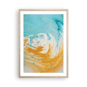 Plakat i ramme af lyst egetræ - Pastel hvirvel - 50x70 cm