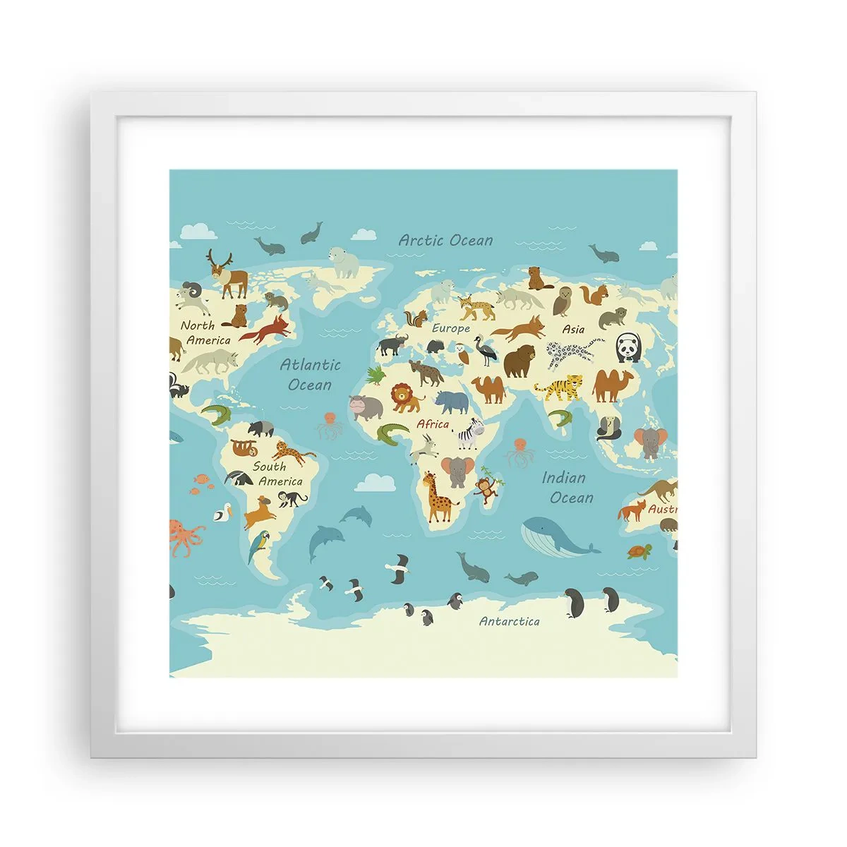 Plakat i hvid ramme - Gode naboer - 40x40 cm