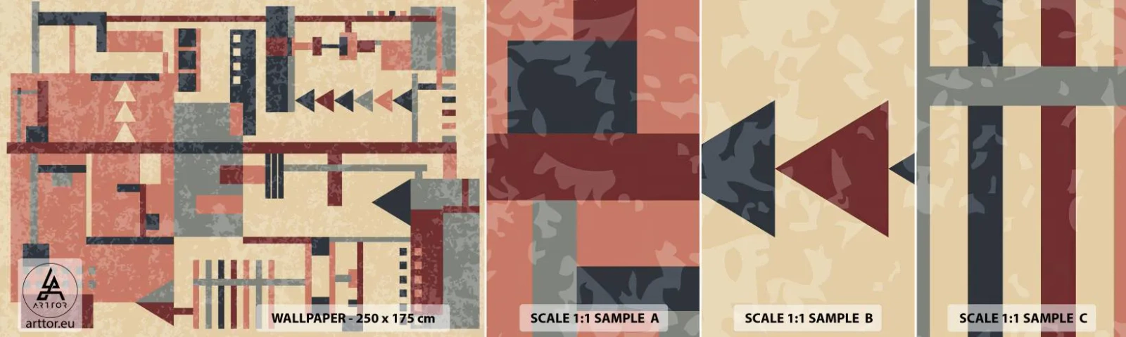 Fototapet Prøve Standard Eco - Kombination af vertikaler og niveauer - Abstraktion, Stykke, Moderne mønster - 100x30 cm