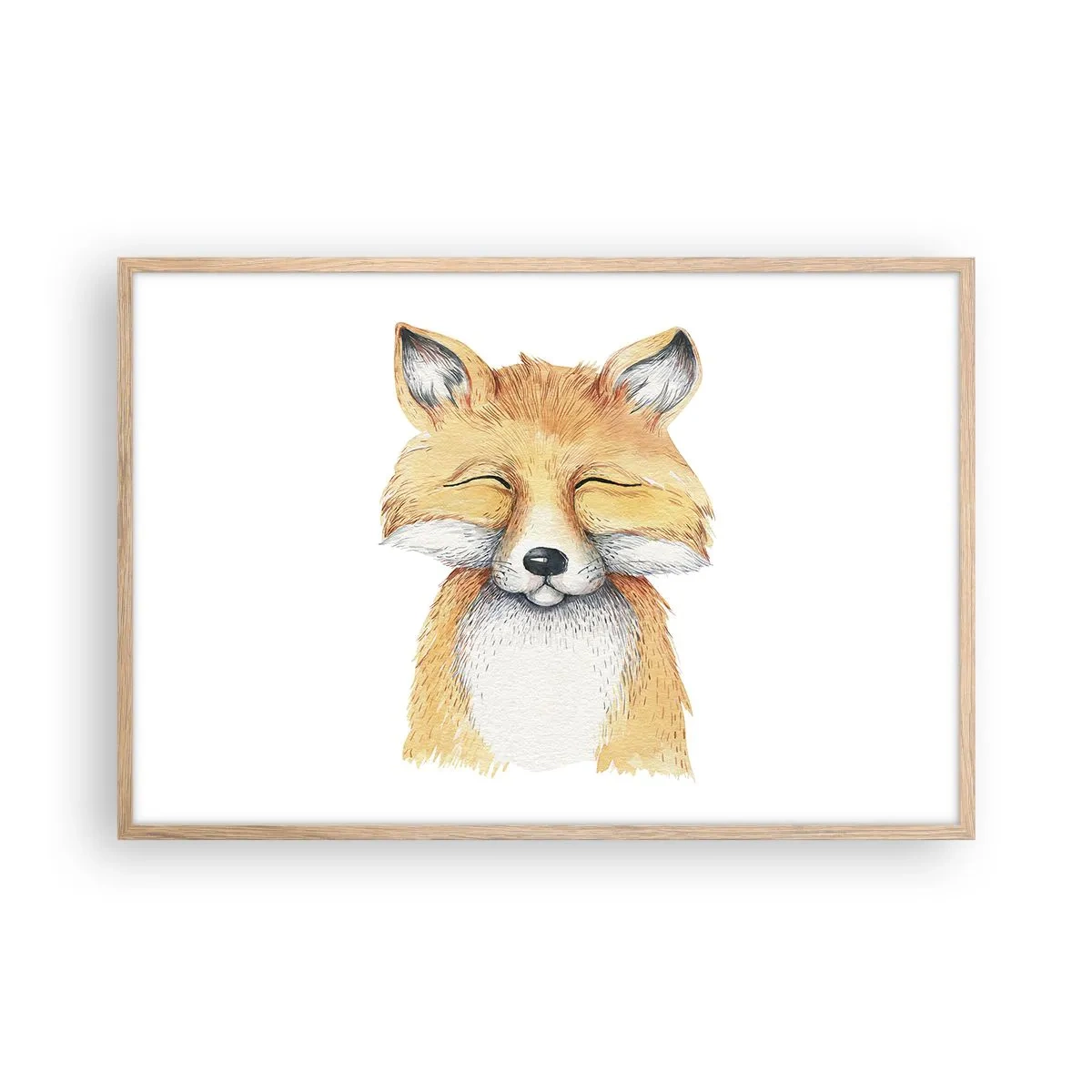 Plakat i ramme af lyst egetræ - Rævehumor - 91x61 cm