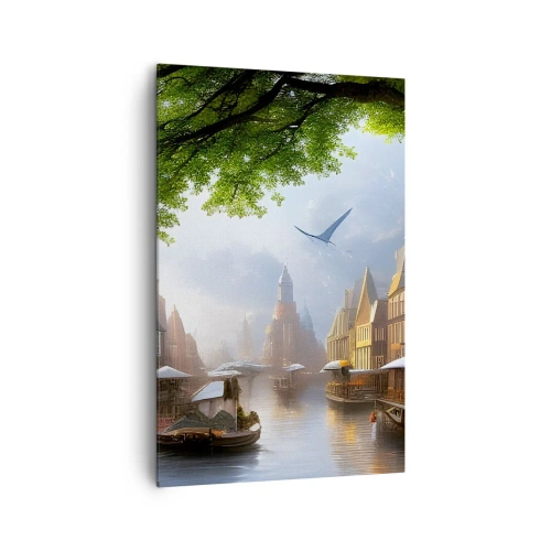 Lærredstryk - Billede på lærred - Hollandsk bybillede - 80x120 cm
