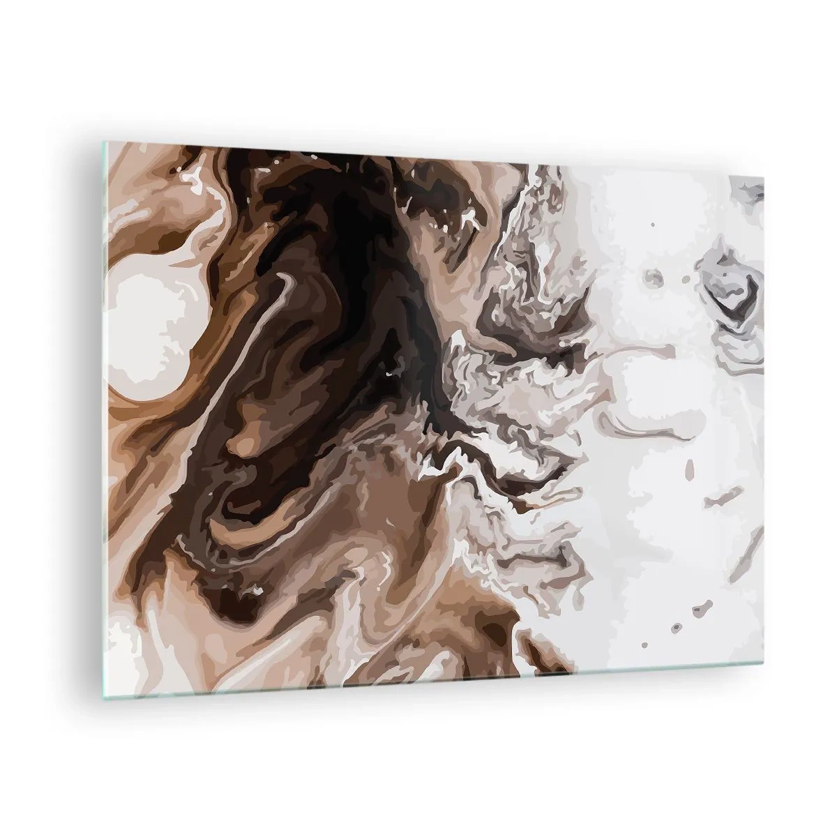 Billede på glas - Abstrakt mønster i mørke nuancer af brunt og hvidt - 70x50cm - Farvekontrast - Moderne vægdekoration til stue og soveværelse ARTTOR