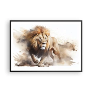 Plakat i sort ramme - Kongen er taget af sted - 100x70 cm
