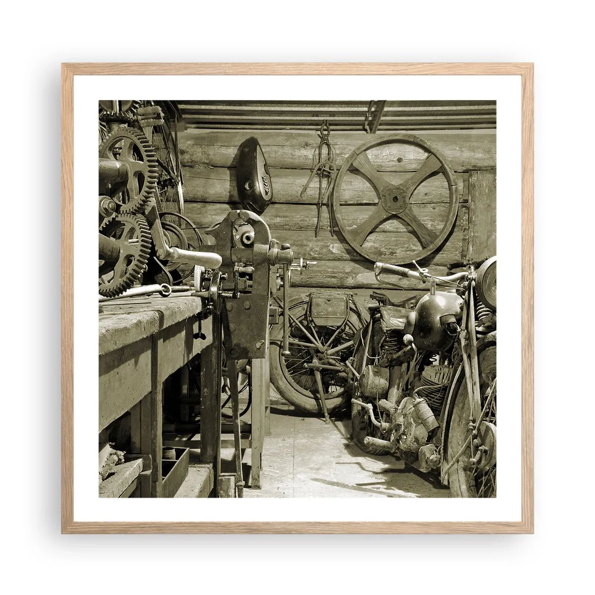 Plakat i ramme af lyst egetræ - I onkel Wladeks skur - 60x60 cm