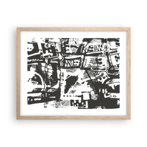 Plakat i ramme af lyst egetræ - Orden eller kaos? - 50x40 cm