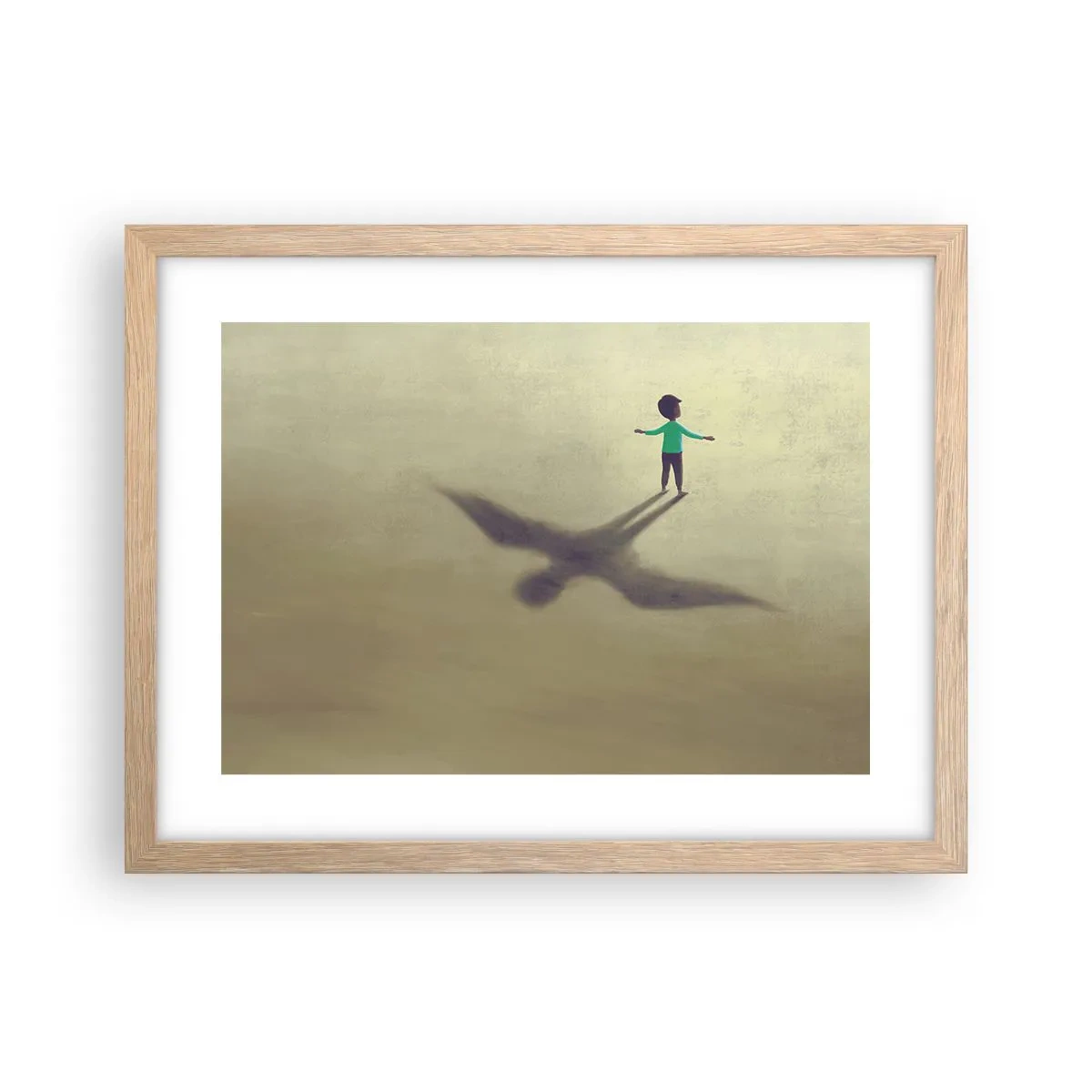 Plakat i ramme af lyst egetræ - Fremtidens helt - 40x30 cm