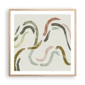 Plakat i ramme af lyst egetræ - Abstraktionens glade dans - 60x60 cm