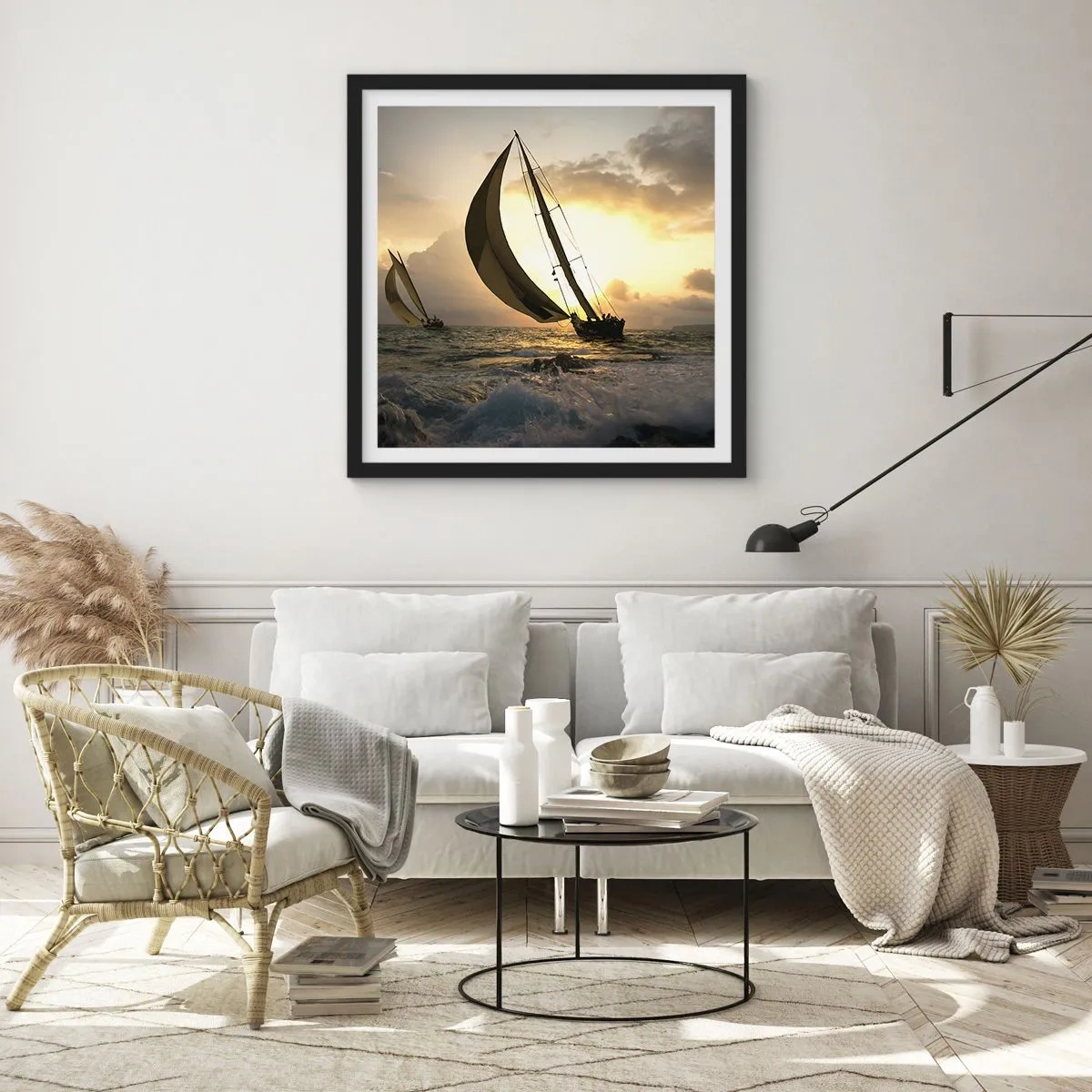 Plakat i sort ramme - I medvind og modvind - 30x30 cm