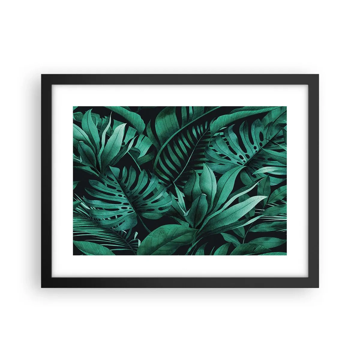 Plakat i sort ramme - Dyb tropisk grøn - 40x30 cm