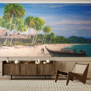 Fototapet Premium Sand - En eksotisk drøm - Strand, Eksotisme, Palmer - 100x70 cm