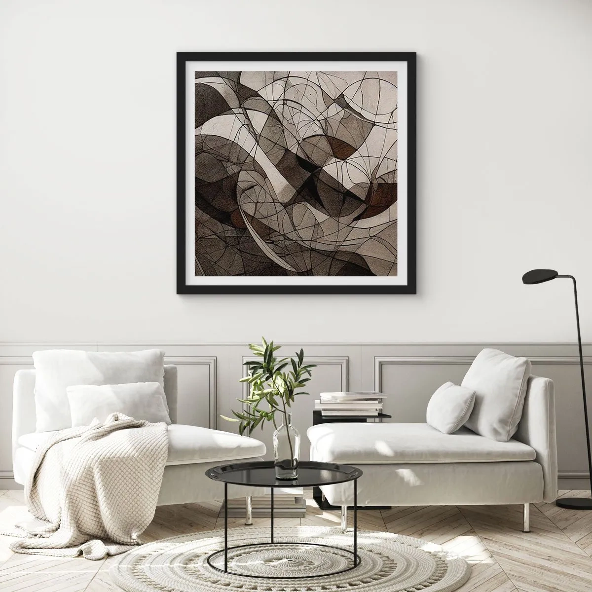 Plakat i sort ramme - Cirkulation af jordens farver - 30x30 cm
