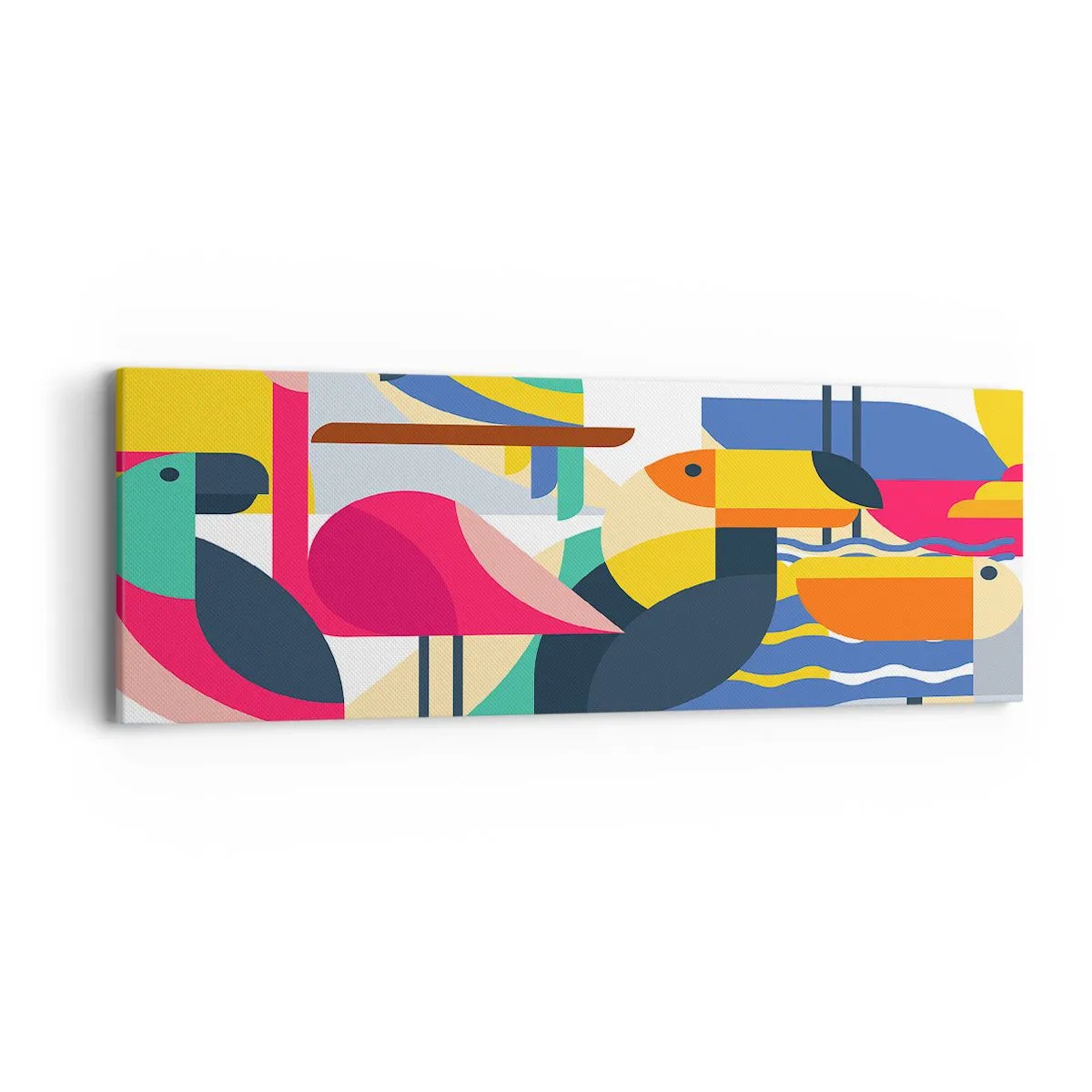 Lærredstryk - Billede på lærred - Fuglefest - 90x30 cm