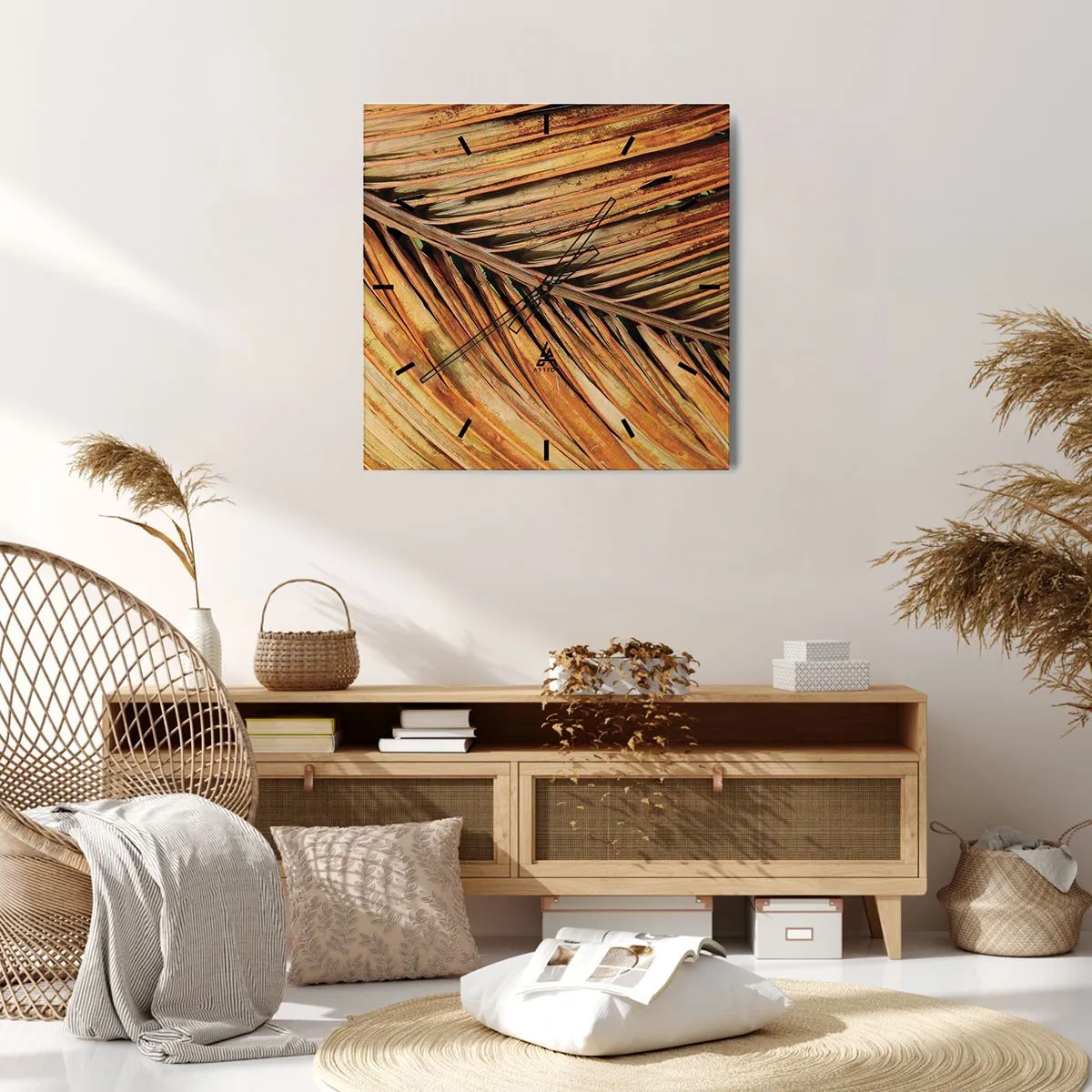 Vægur, Uret - Kokosnød guld - 30x30 cm