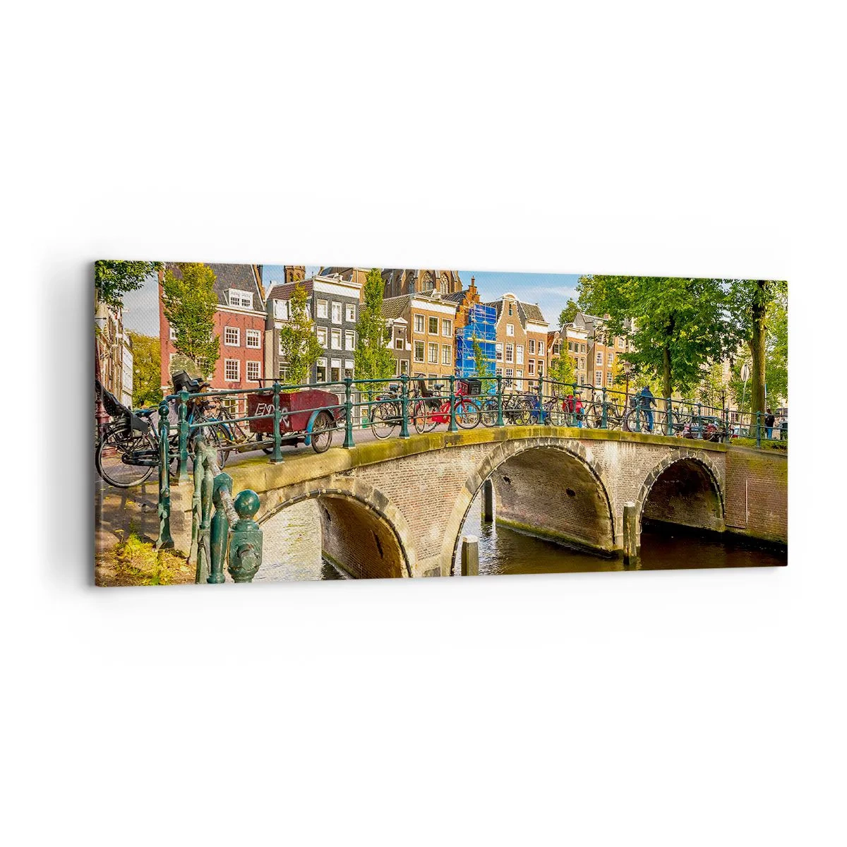 Lærredstryk - Billede på lærred - Forår ved kanalen - 100x40 cm