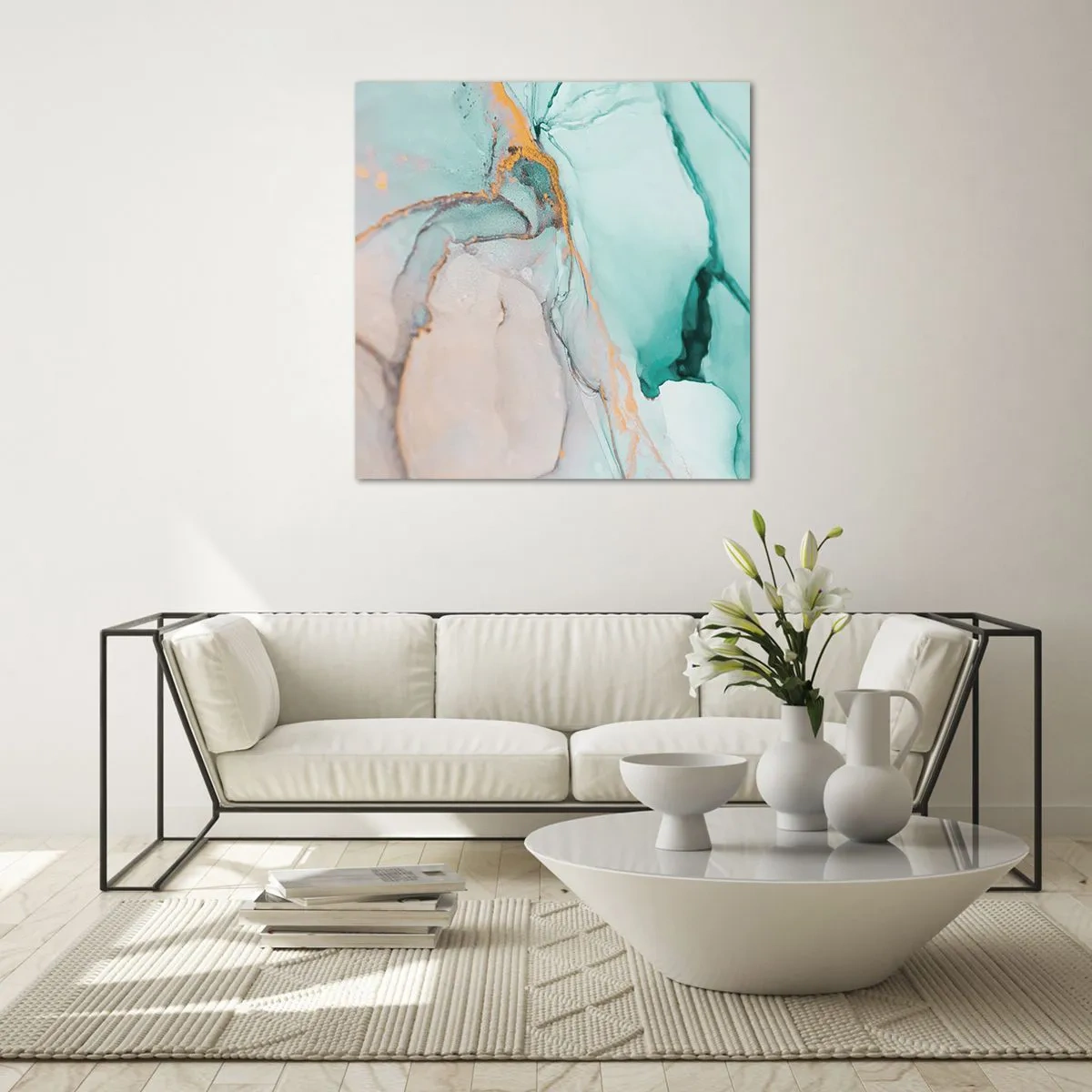 Billede på glas - Dans af former og farver - 50x50 cm