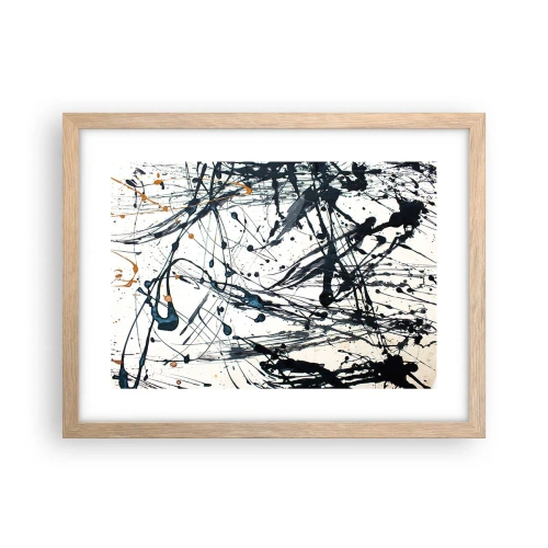 Plakat i ramme af lyst egetræ - Ekspressionistisk abstraktion - 40x30 cm