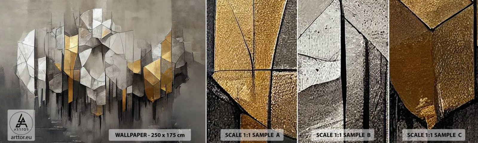 Prøve Fototapet Selvklæbende Deluxe Sticker - Komposition lavet af is og lys - Abstraktion, Stykke, Art Deco - 100x30 cm