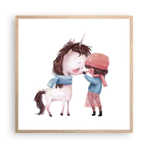 Plakat i ramme af lyst egetræ - En vinterhistorie - 60x60 cm