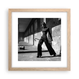 Plakat i ramme af lyst egetræ -  Byens elegance - 30x30 cm