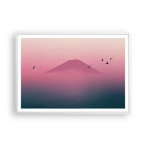 Plakat i hvid ramme - Vandrer over skyerne - 100x70 cm