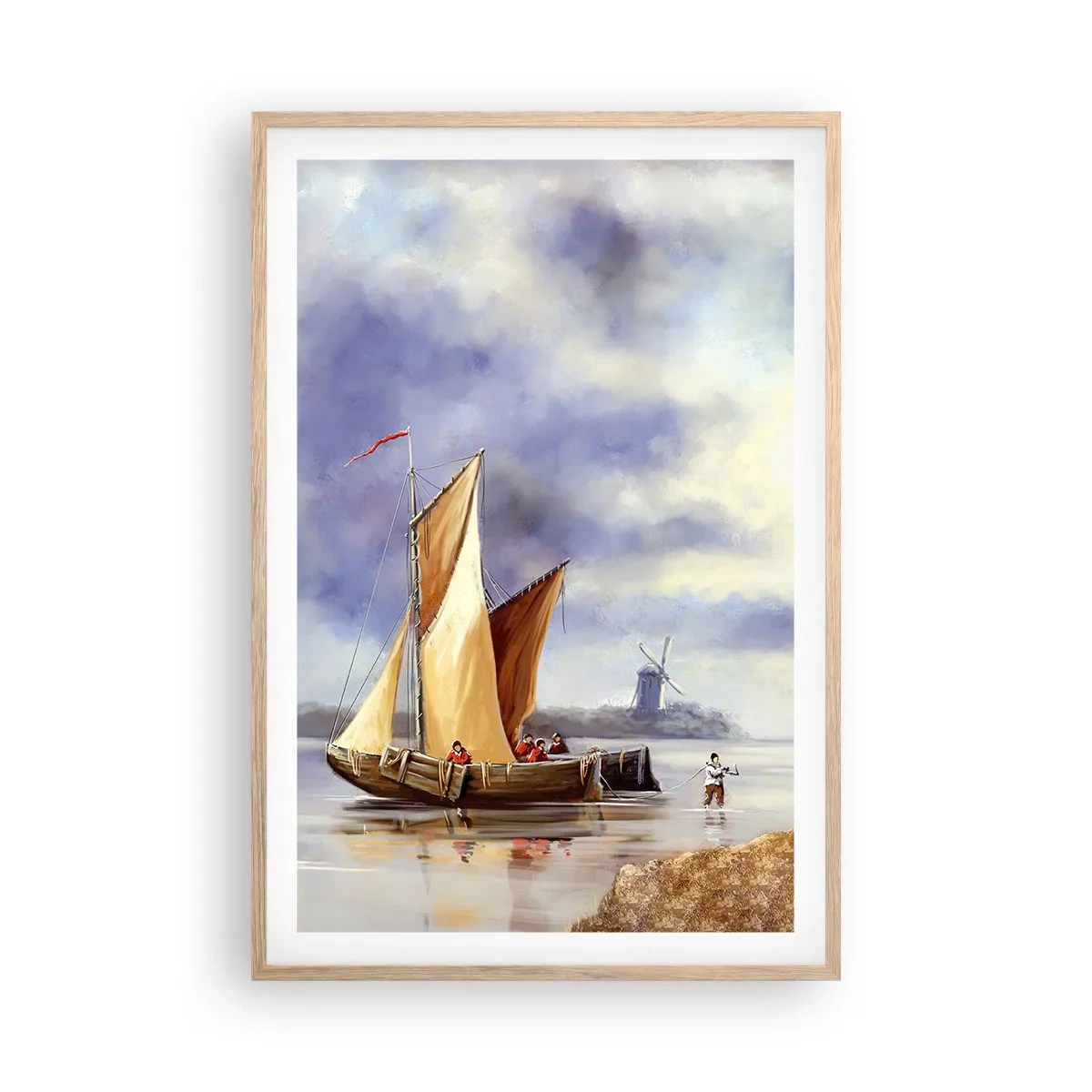 Plakat i ramme af lyst egetræ - Sømændenes tilbagevenden - 61x91 cm