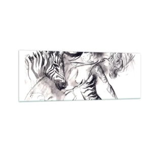 Billede på glas - Danser med zebraer - 140x50 cm