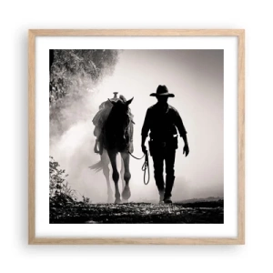 Plakat i ramme af lyst egetræ - En morgen i Texas - 50x50 cm