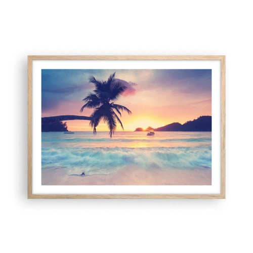 Plakat i ramme af lyst egetræ - En aften i bugten - 70x50 cm