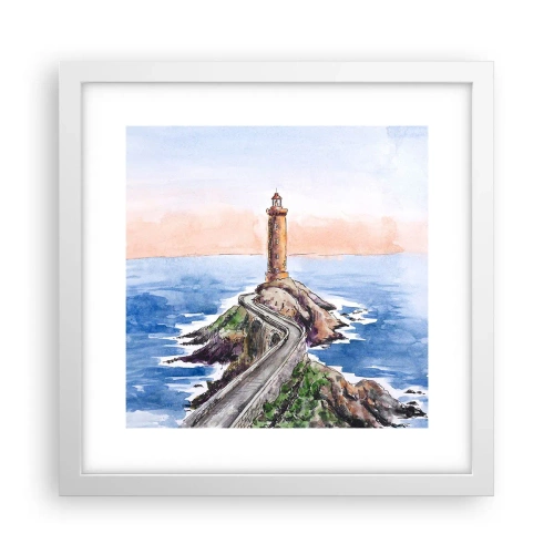 Plakat i hvid ramme - Med front mod havet - 30x30 cm