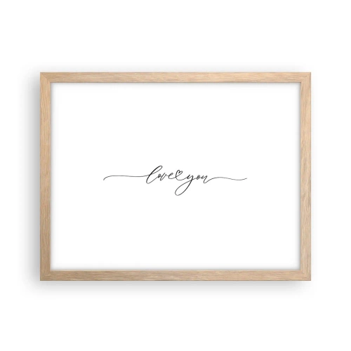 Plakat i ramme af lyst egetræ - Sort og hvid - 40x30 cm