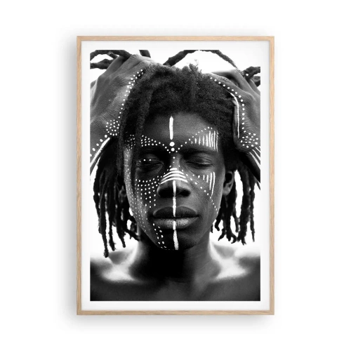 Plakat i ramme af lyst egetræ - Hvor er du? - 70x100 cm