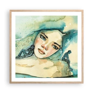 Plakat i ramme af lyst egetræ - Am I blue? - 60x60 cm