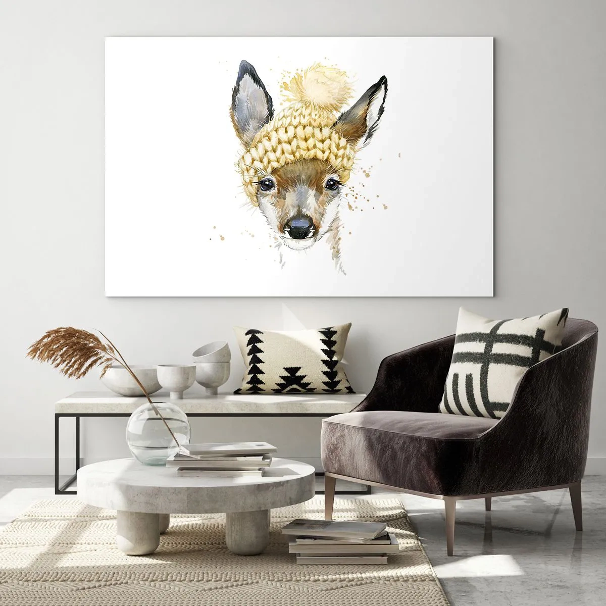 Billede på glas - Til vinter i en sneklædt skov - 120x80 cm