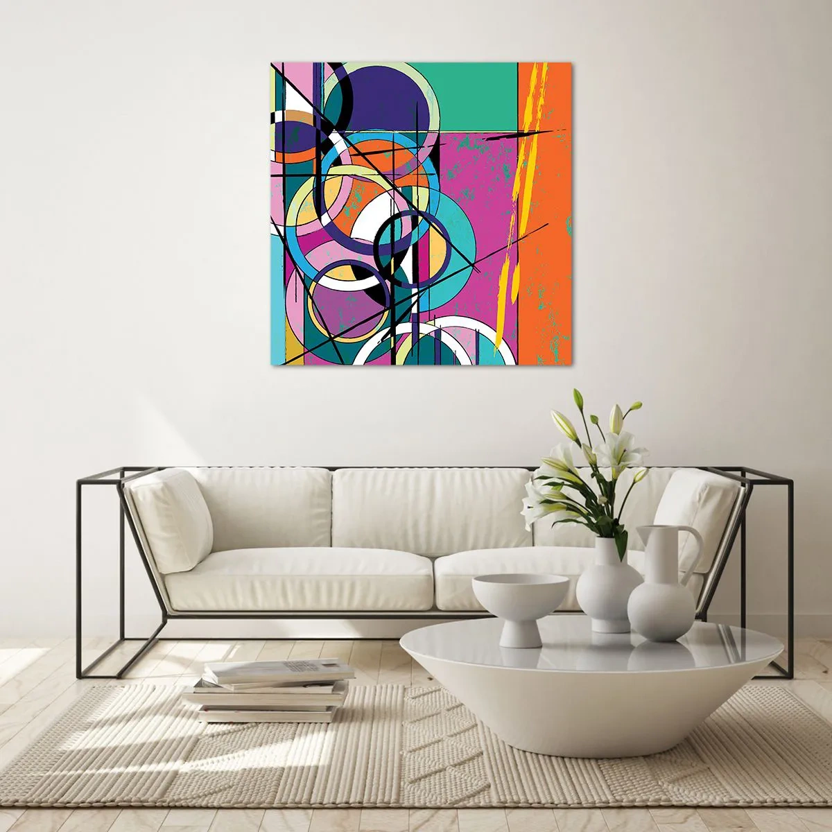Billede på glas - Hjul for hjul - 70x70 cm