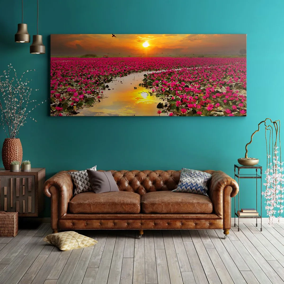 Lærredstryk - Billede på lærred - Søens hemmelige liv - 120x50 cm