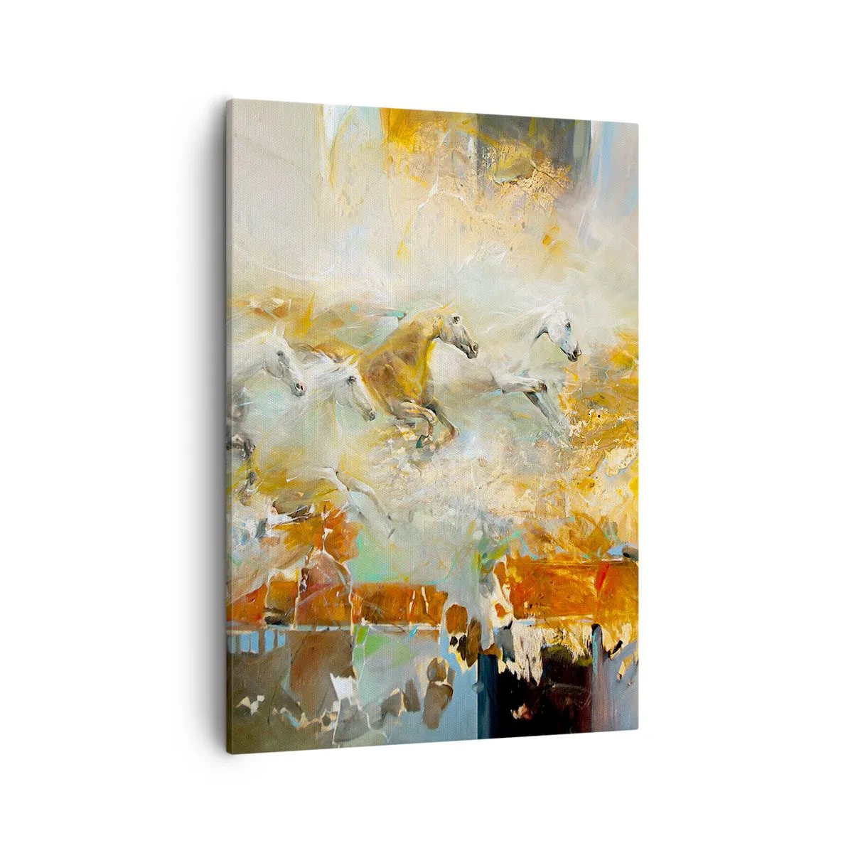 Lærredstryk - Billede på lærred - Galopperer gennem lyset - 50x70 cm