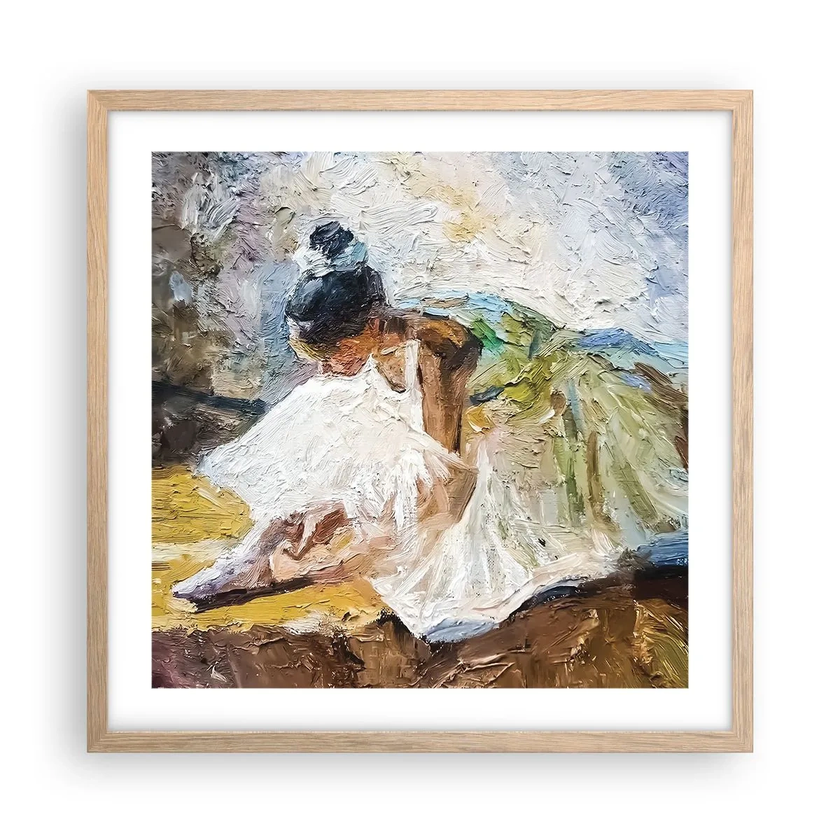 Plakat i ramme af lyst egetræ - Fra et maleri af Degas - 50x50 cm