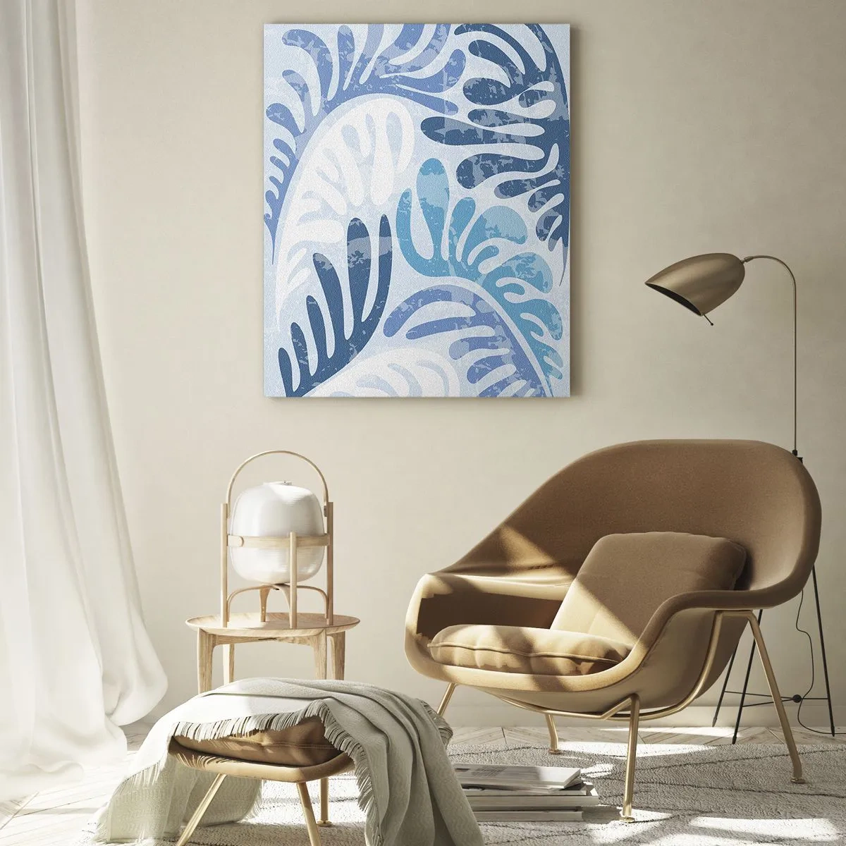 Billede på glas - Blå bregner - 50x70 cm