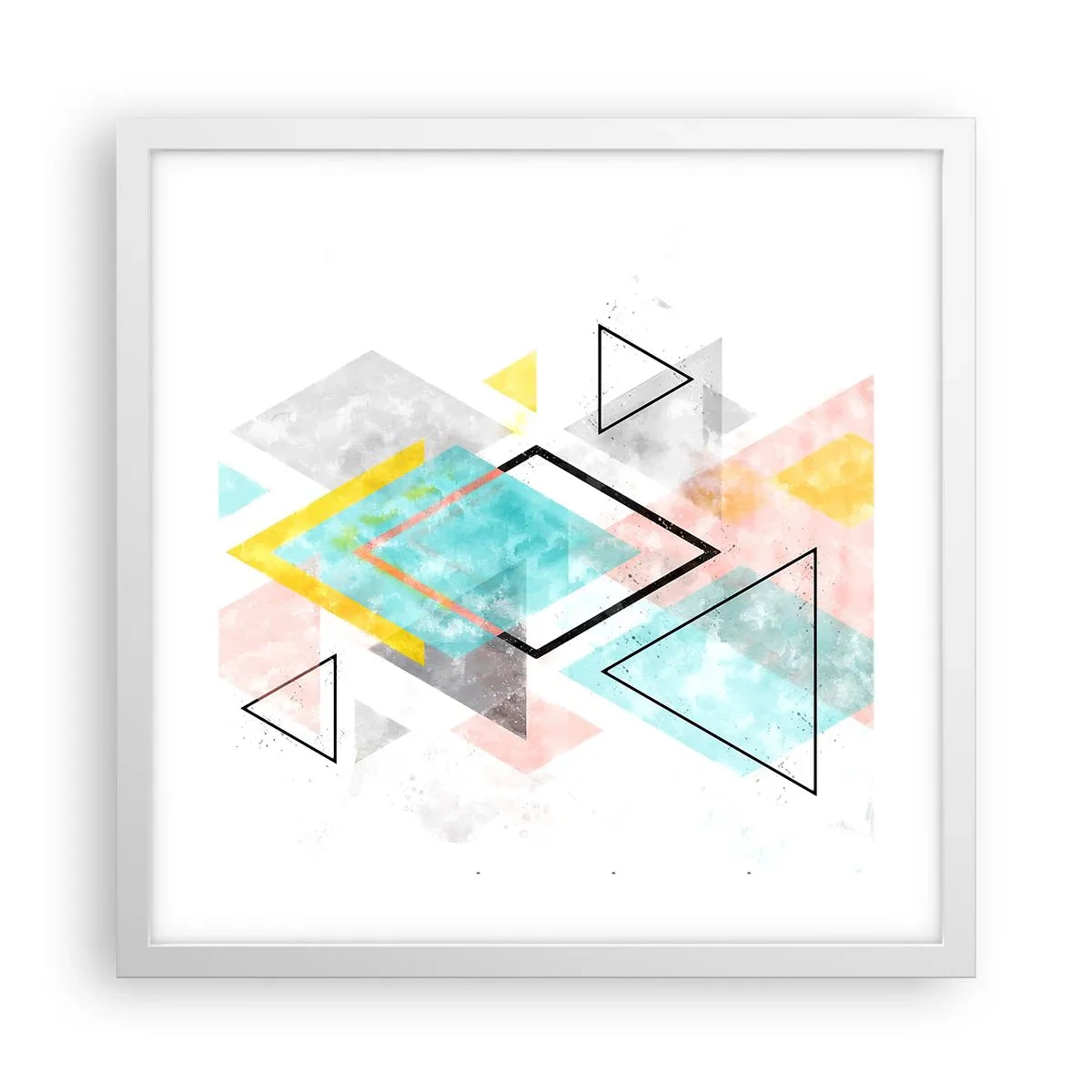 Plakat i hvid ramme - Geometrisk leg - 40x40 cm