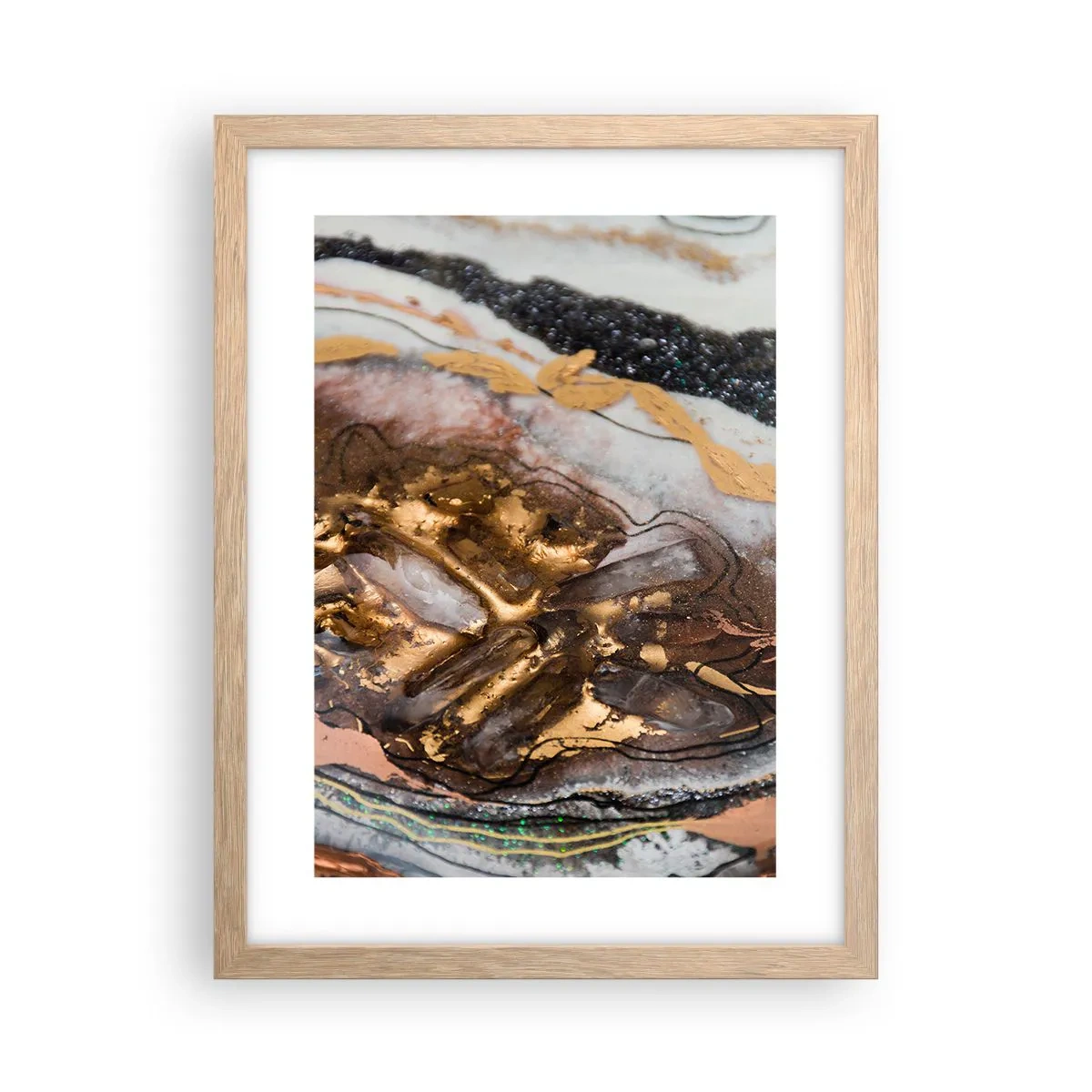 Plakat i ramme af lyst egetræ - Jord element - 30x40 cm