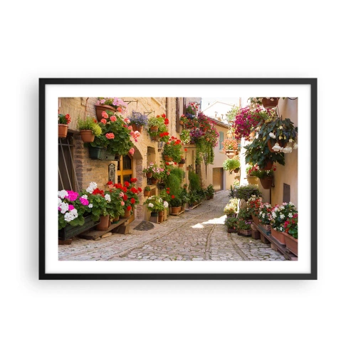 Plakat i sort ramme - I en strøm af blomster - 70x50 cm