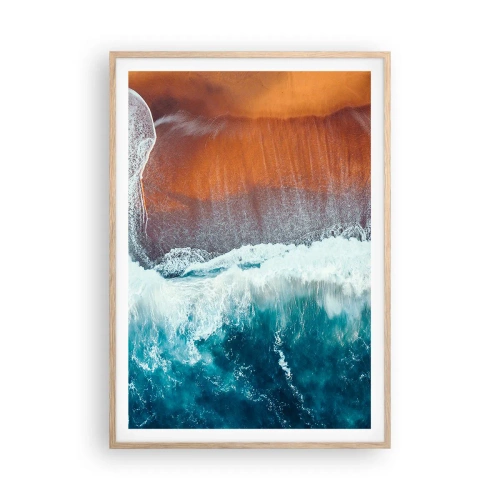 Plakat i ramme af lyst egetræ - Et strejf af havet - 70x100 cm