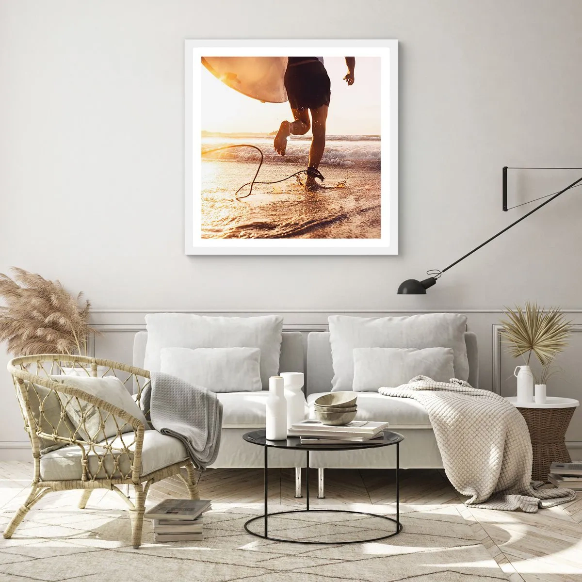 Plakat i hvid ramme - For at møde bølgen - 40x40 cm